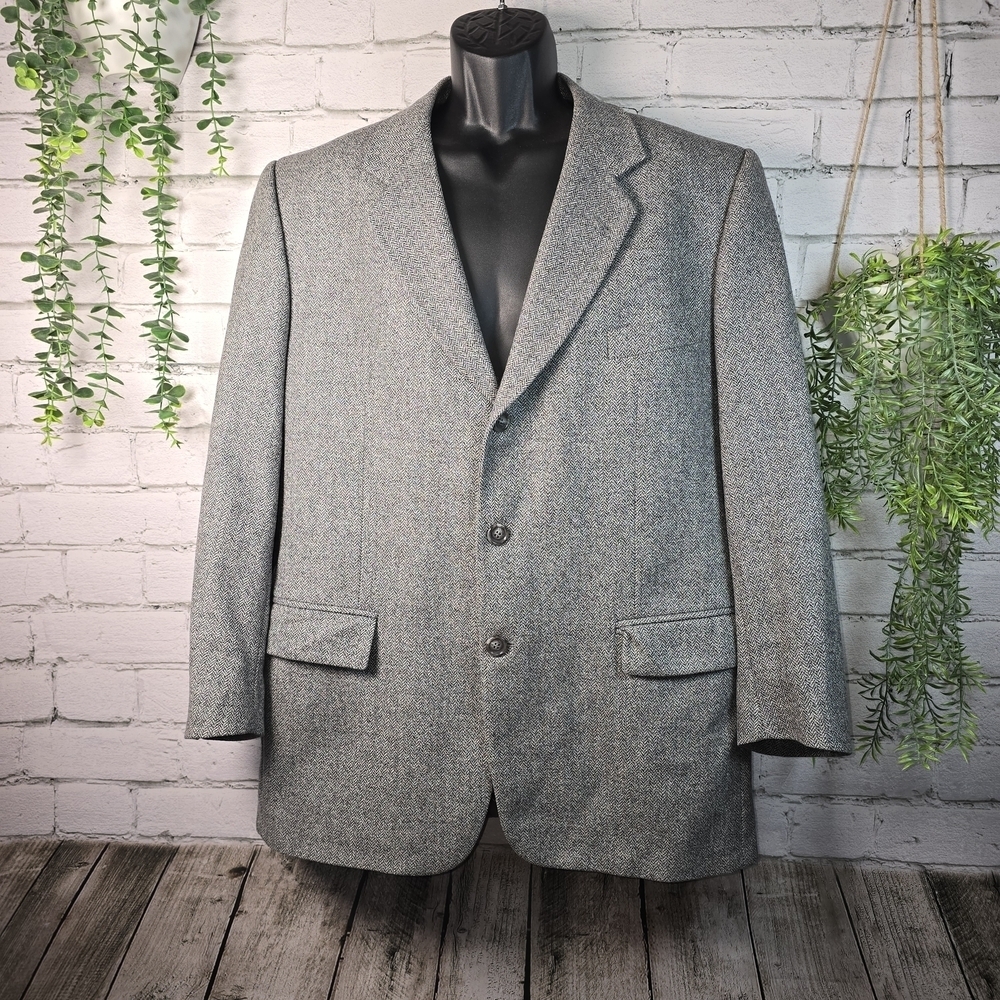 Corneliani C C Collection Wool Cashmere Gray Blazer Herringbone Mens Size 40r